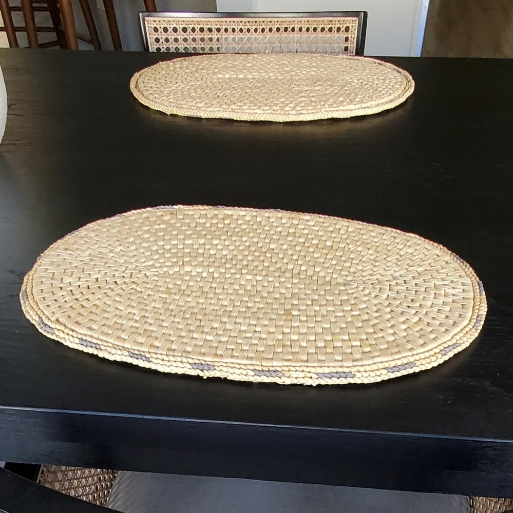 Boho 6 Thick Oval Woven Table Placemats, Natural, 12
